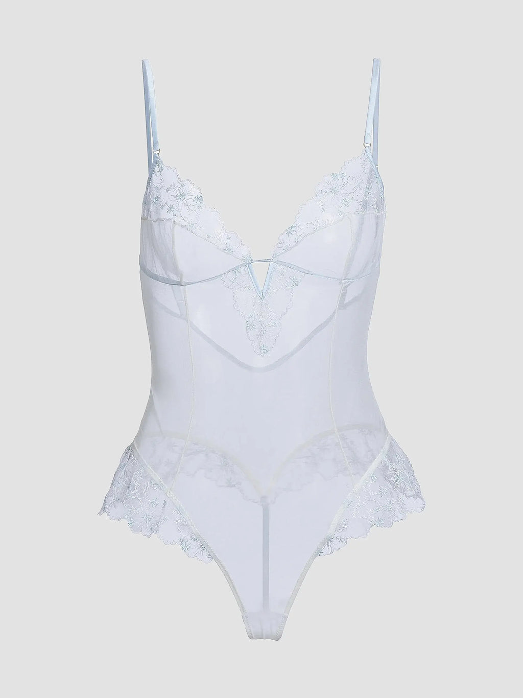 Kiki de Montparnasse Mathilde Embroidery Bodysuit, Grigio Perla – detail view