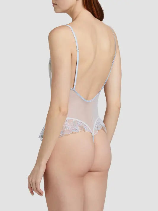 Kiki de Montparnasse Mathilde Embroidery Bodysuit, Grigio Perla – detail view