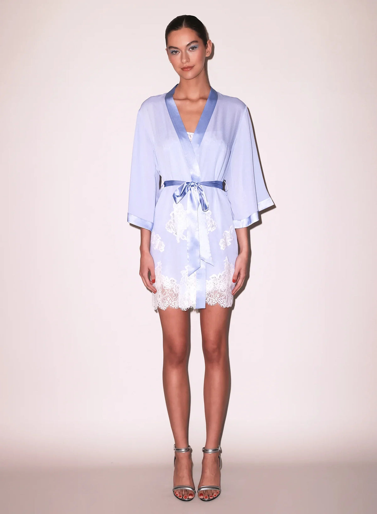Fleur Du Mal Juliet Lace Applique Robe in silk georgette