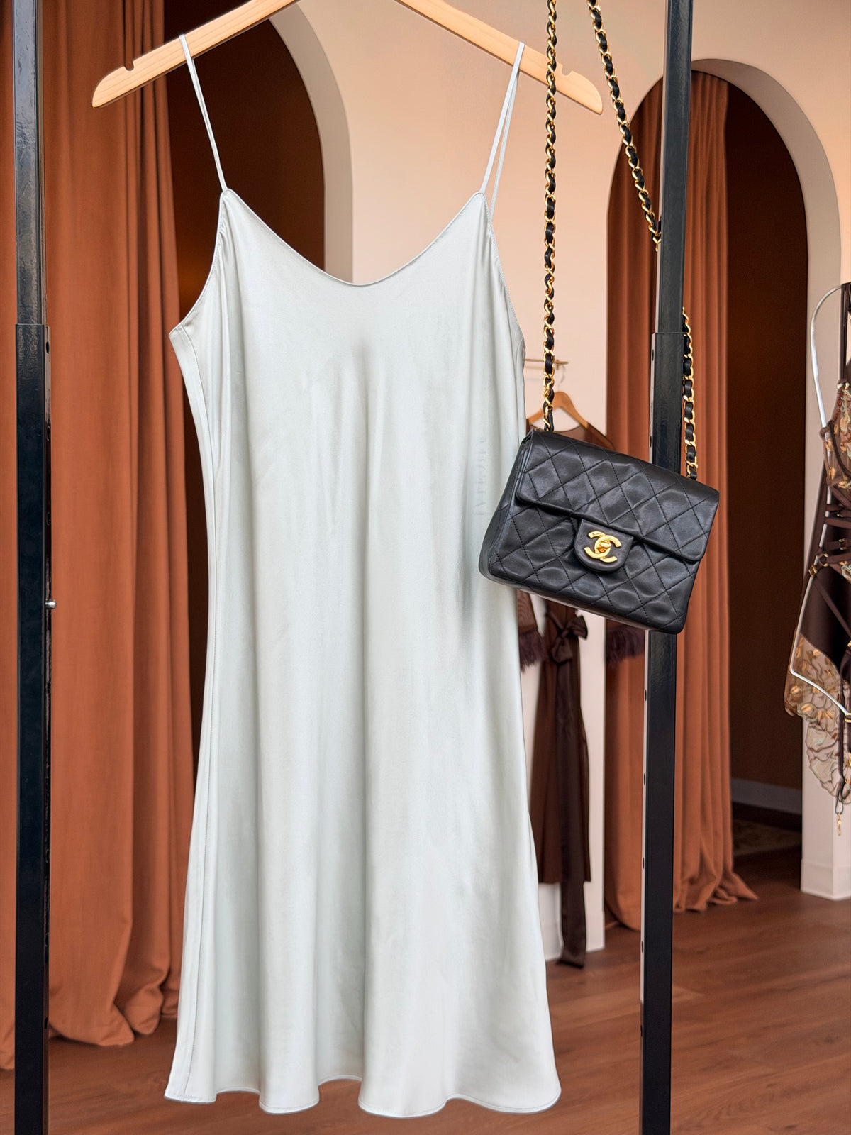 Olivia von Halle Venus Silk Slip Dress – detail view