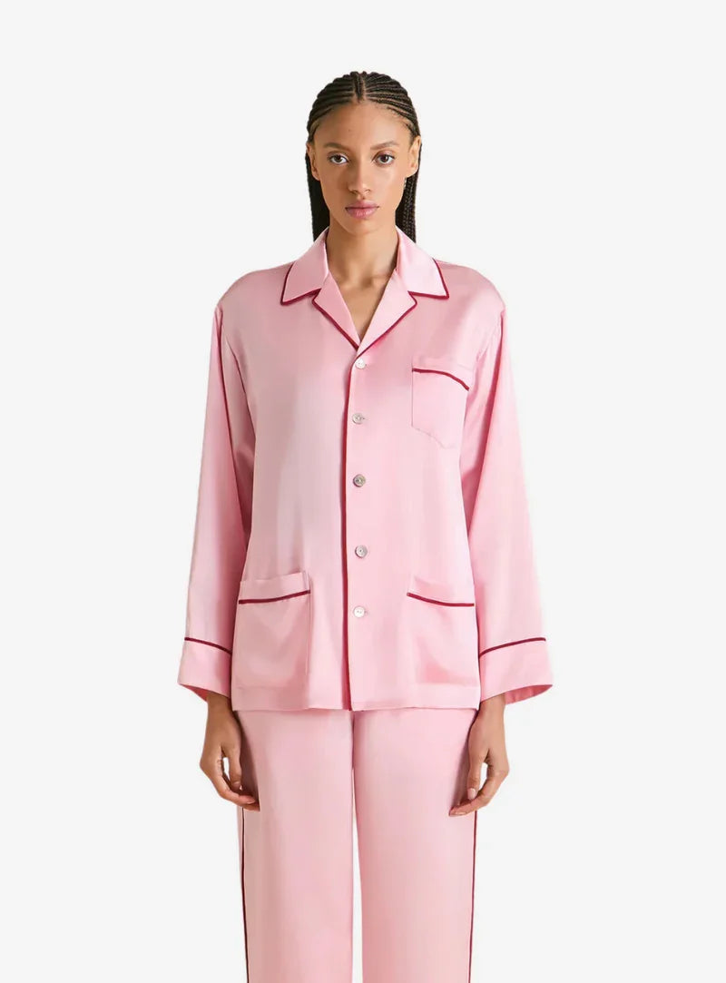 Olivia von Halle Yves Blush Pink Silk Pajamas