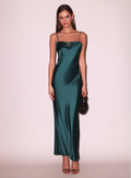 Fleur du Mal Evergreen Juliet Lace and Silk Back Long Slip Dress