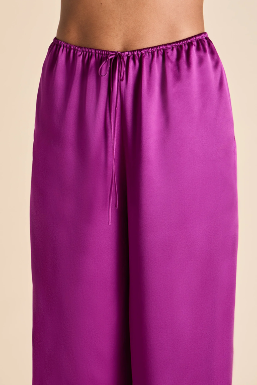 Olivia von Halle Bliss Camisole and Long Pant Pajama Set, Plum or Ruby – detail view