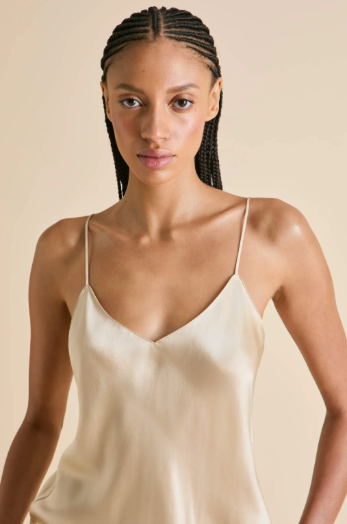 Olivia von Halle Bliss Camisole and Long Pant Pajama Set, Caramel – detail view