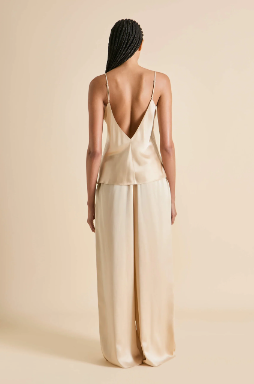 Olivia von Halle Bliss Camisole and Long Pant Pajama Set, Caramel – detail view