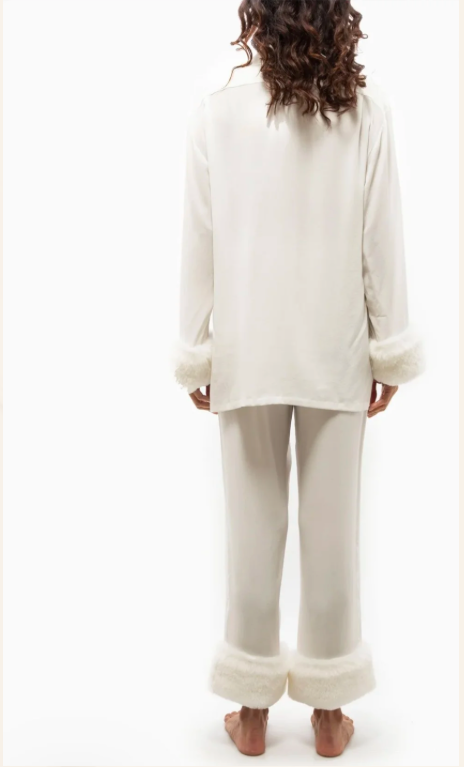 Olivia von Halle Fifi Snow Silk Pajama Set – detail view