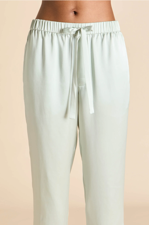 Olivia von Halle Fifi Paper Blue Silk Pajamas – detail view