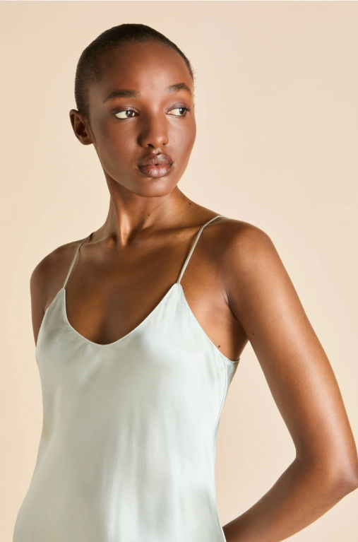 Olivia von Halle Venus Silk Slip Dress – detail view
