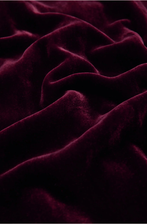 Olivia von Halle Coco Claret Red Velvet Pajamas – detail view