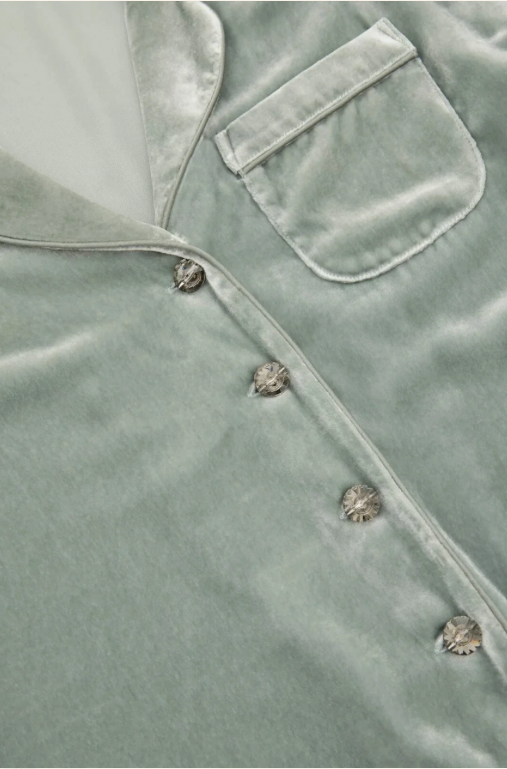 Olivia von Halle Coco Ash Velvet Pajama Set – detail view