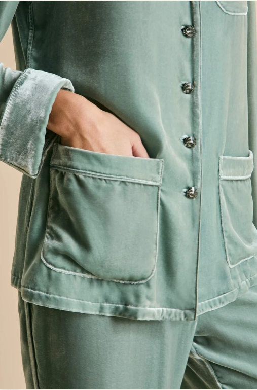 Olivia von Halle Coco Ash Velvet Pajama Set – detail view