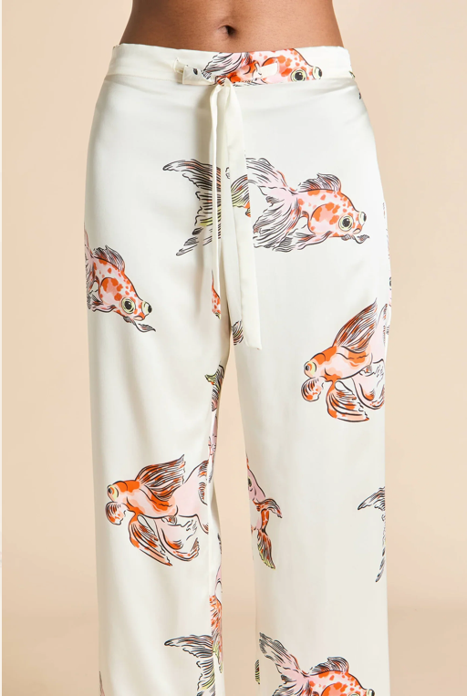 Olivia von Halle Lila Cora Ivory Goldfish Pajamas – detail view
