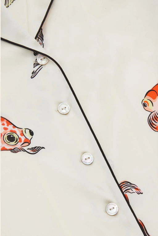 Olivia von Halle Lila Cora Ivory Goldfish Pajamas – detail view