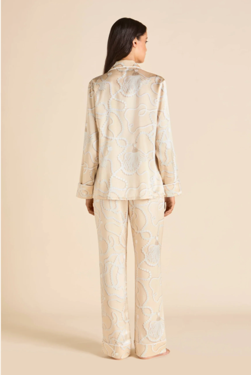 Olivia Von Halle Lila Pearl Pink Jewel Silk Pajama Set – detail view