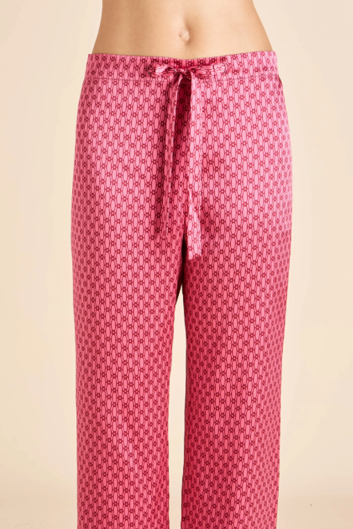 Olivia von Halle Lila Dita Pink Fishnet Geometric Pajamas – detail view