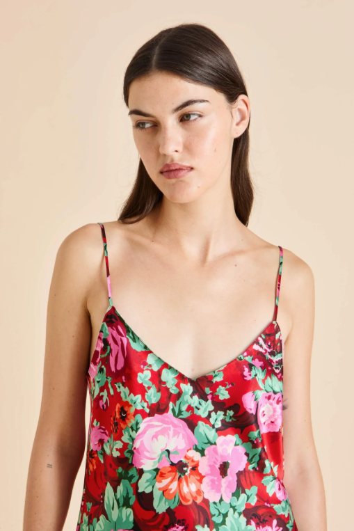 Olivia von Halle Elle Moulin Red Floral Camisole Set – detail view