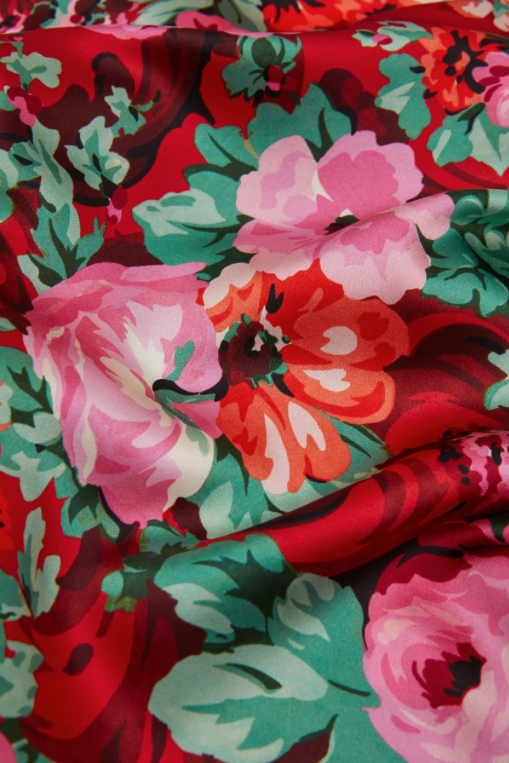 Olivia von Halle Elle Moulin Red Floral Camisole Set – detail view