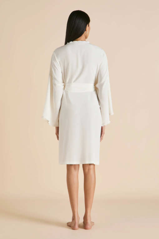 Olivia von Halle Mimi Ivory Silk Robe – detail view