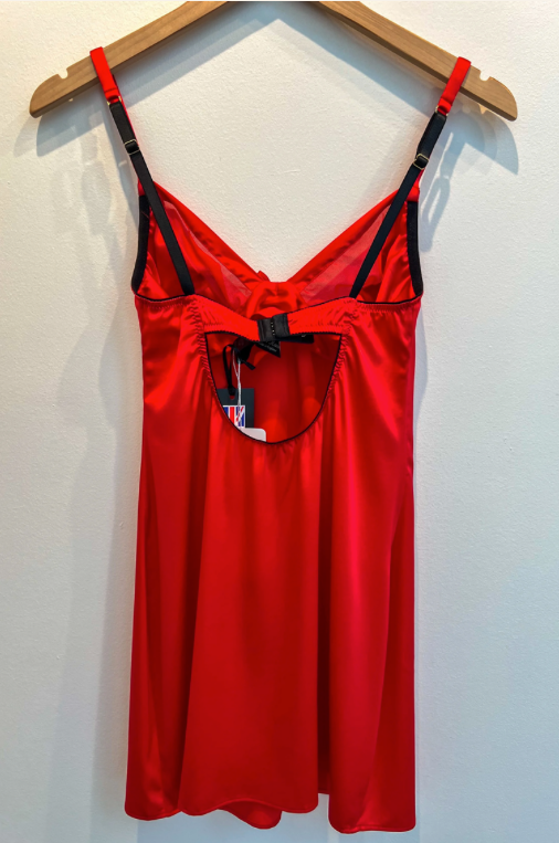 Emma Harris Grace Red Silk Slip – detail view