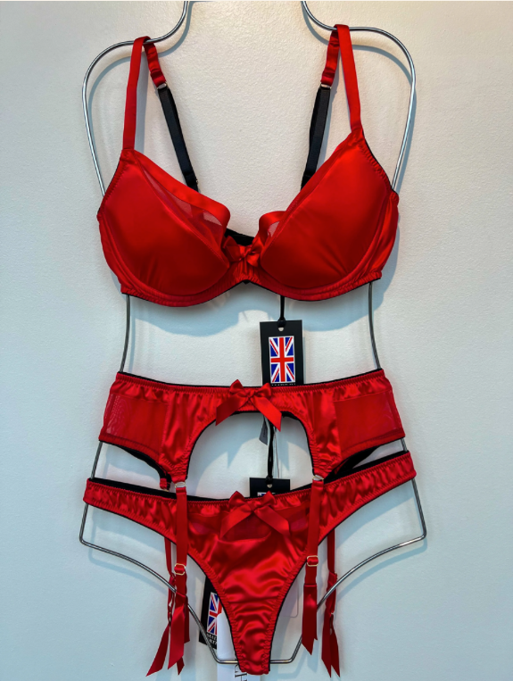 Emma Harris Grace Red Silk lingerie – styled set view
