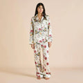 Olivia von Halle Lila Maugham Silk Pink and White Floral Pajama Set