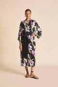 Olivia von Halle Amaya Silk Chiffon Robe, Seaholly Black Floral