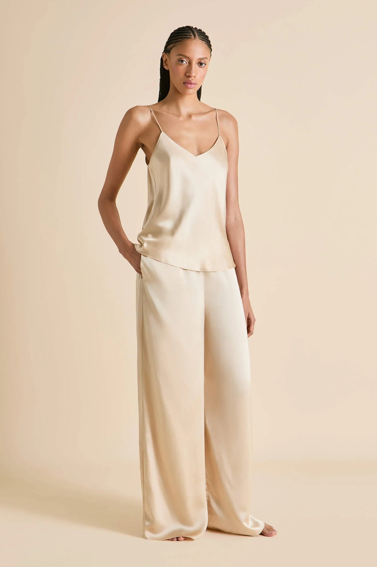 Olivia von Halle Bliss Camisole and Long Pant Pajama Set, Caramel