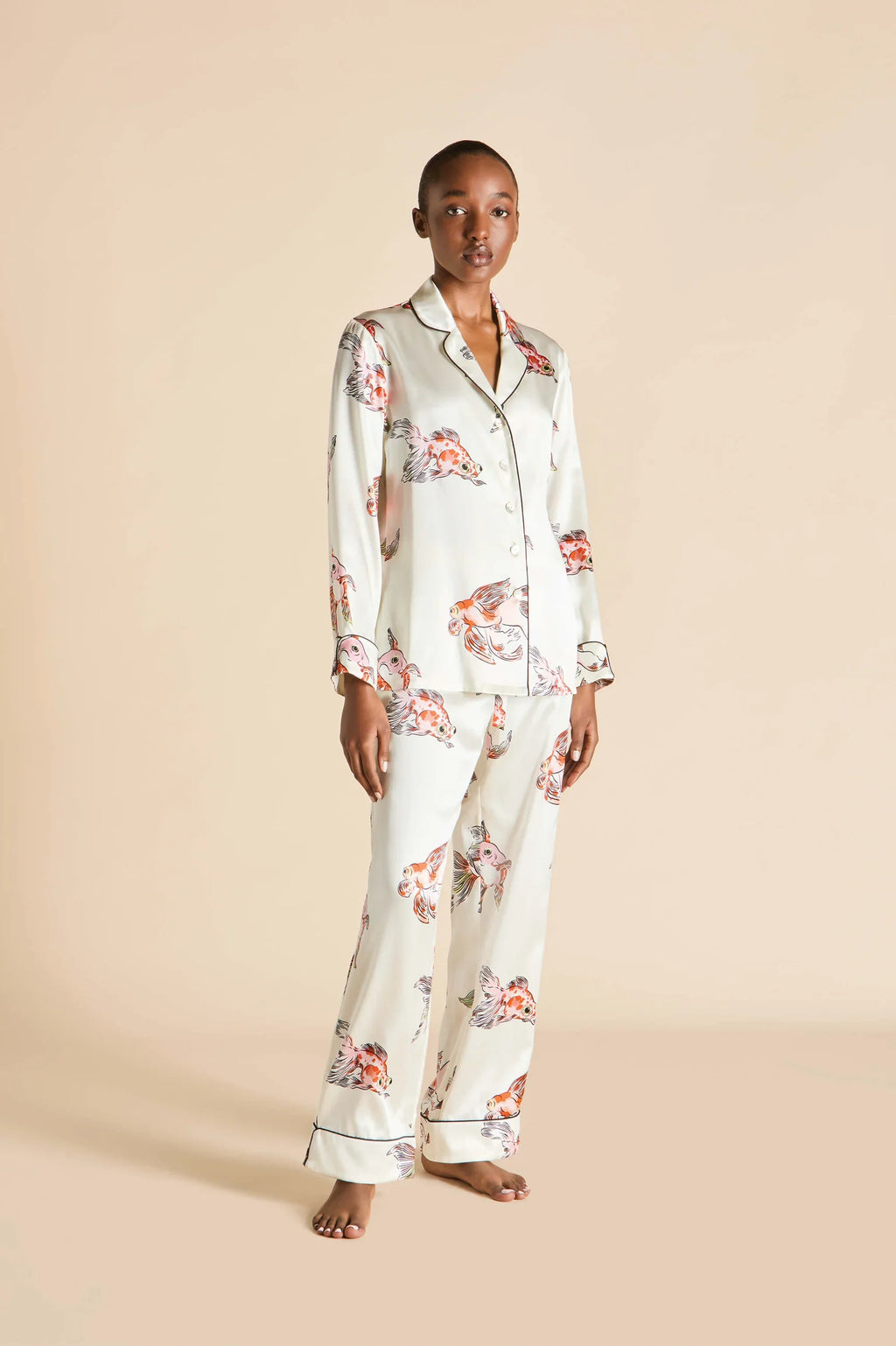 Olivia von Halle Lila Cora Ivory Goldfish Pajamas