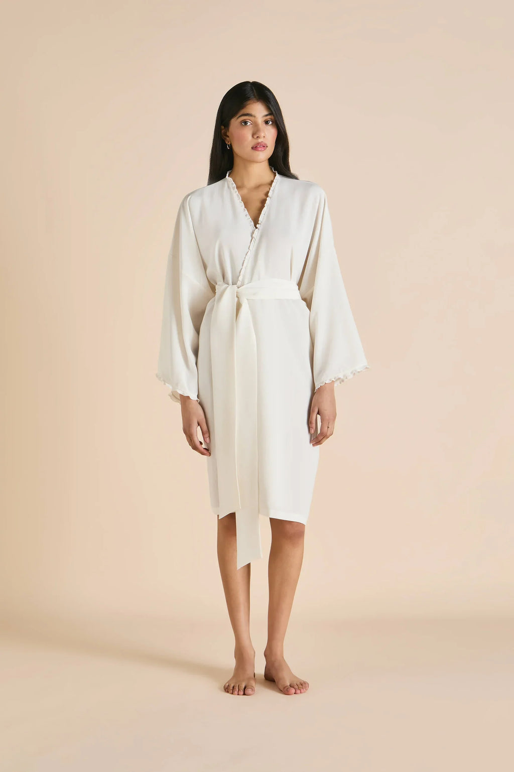 Olivia von Halle Mimi Ivory Silk Robe