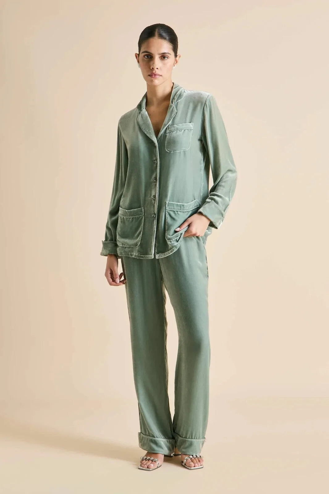 Olivia von Halle Coco Ash Velvet Pajama Set